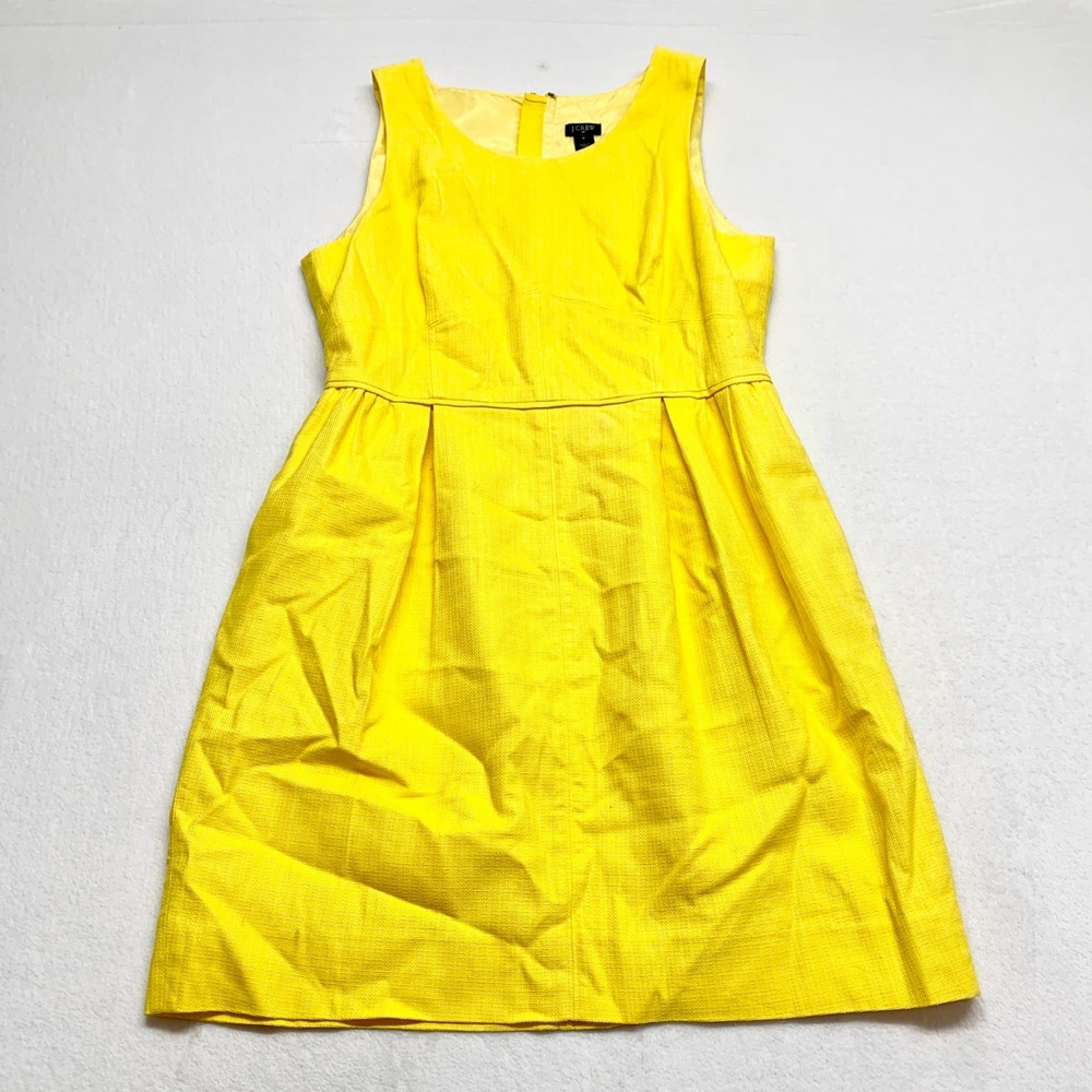 J.Crew Piqué Fit & Flare Dress‎ Womens 12 Yellow Sleeveless Cotton 50344 Size 12